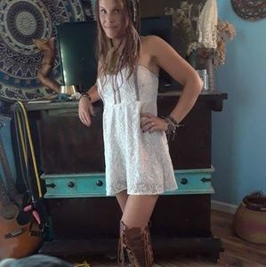 Creme lace with lavender lining mini dress